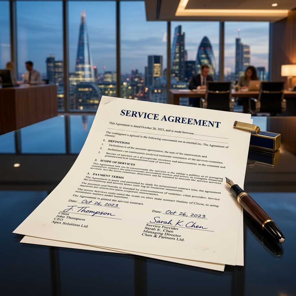 UK Service Agreement Signing Mockup